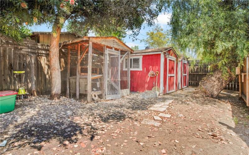 Storage sheds and chicken coop