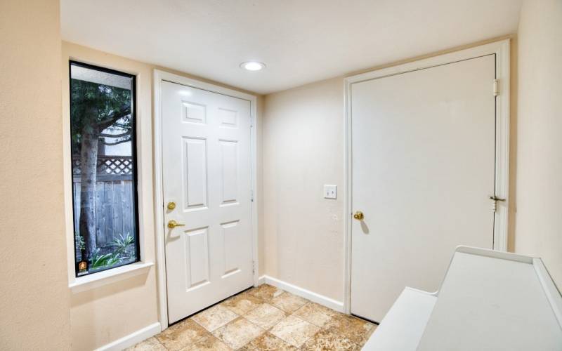 Front door and door to garage