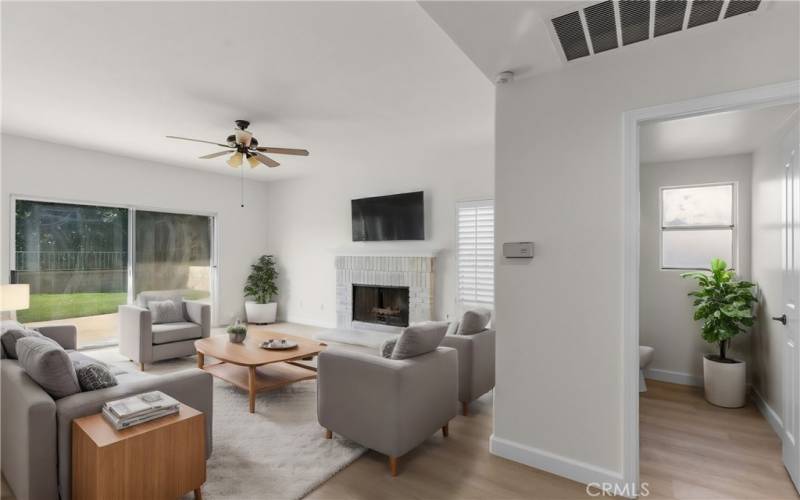 Virtually staged - Family room & downstairs bathroom