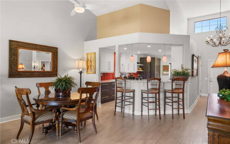 Dining area and breakfast bar provide multiple eating areas.