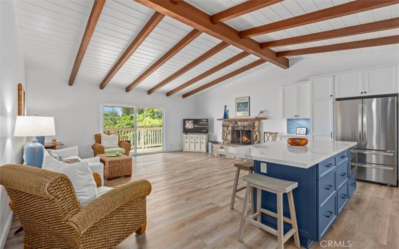 Looking from front entry into Great Room and Kitchen.