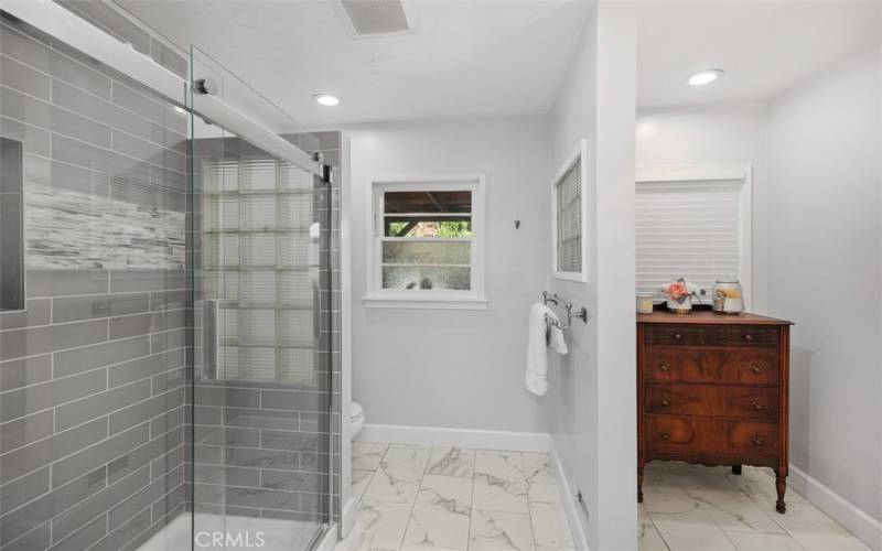 Large bathroom with walk in shower