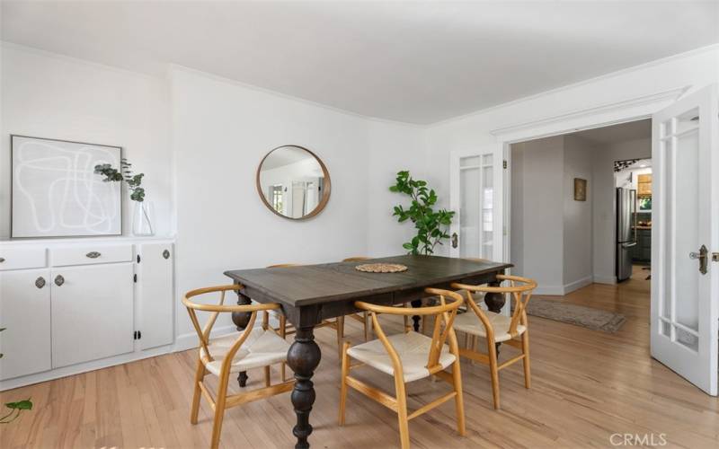 Dining room with french doors to hallway and kitchen