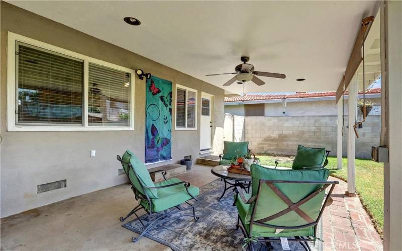 Backyard covered patio area