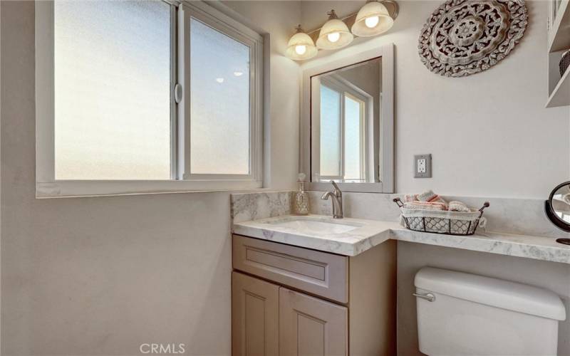 Primary bathroom with Quartzite countertop