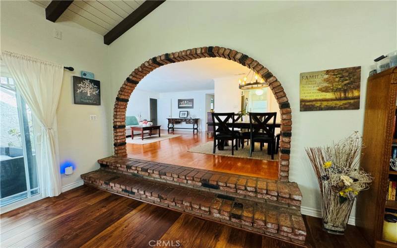 Step down family room off dining room