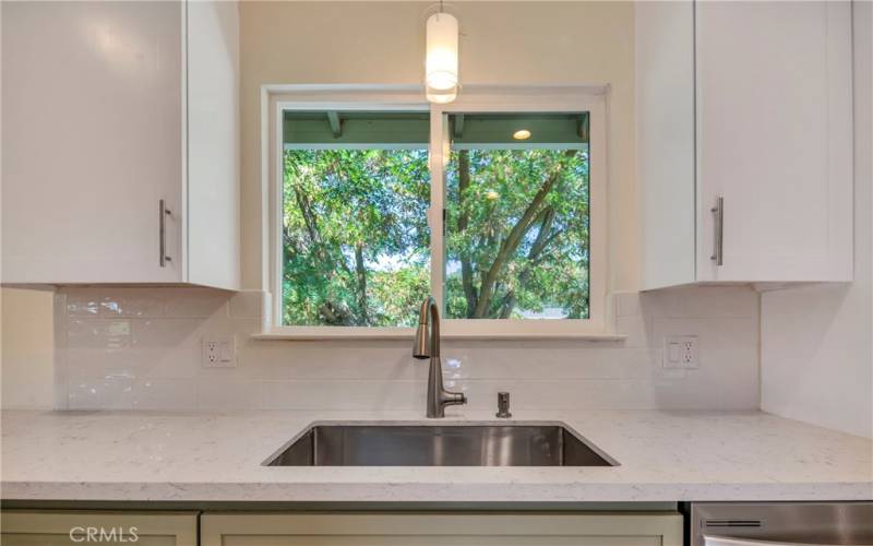 Farmhouse sink with a view