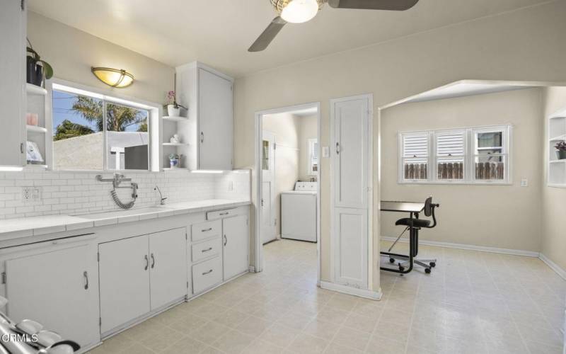 Kitchen looking into Laundry and Office