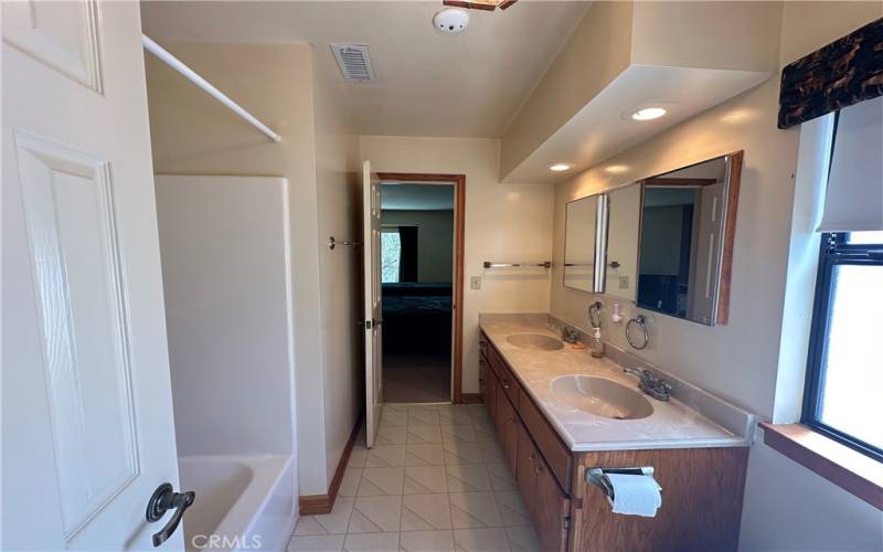 Double Sinks and Shower over Tub