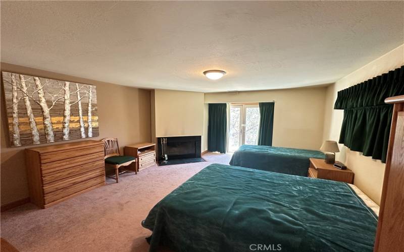 Primary Bedroom has Fireplace and Custom Glass Door and Window