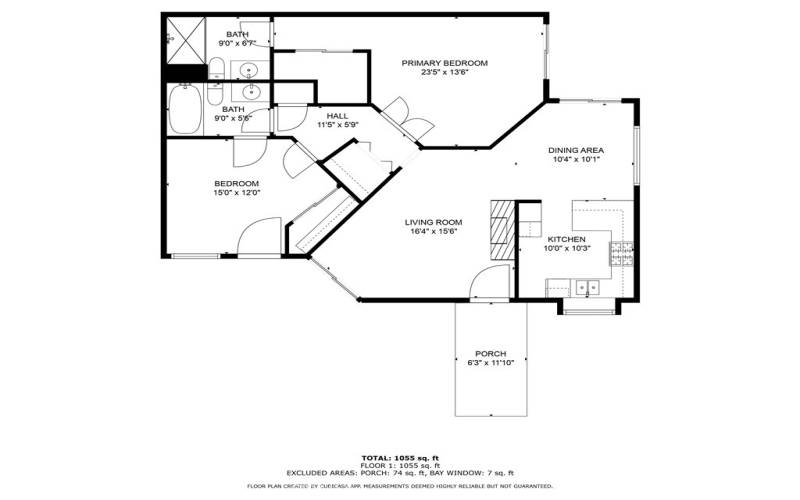 Floorplan - Dimensions provided by CubiCasa - dimensions and measurements are not verified.