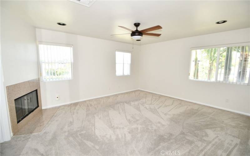 Large main bedroom with gas fireplace