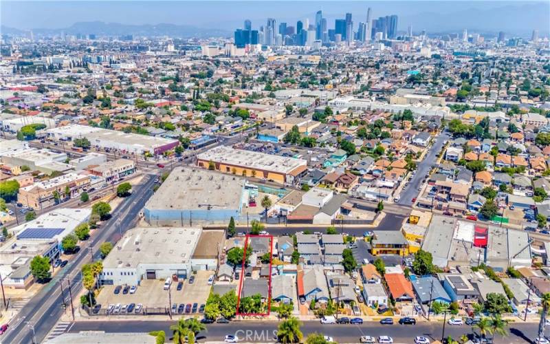 Drone photo view of Downtown LA