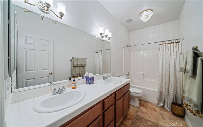 Upstairs Hall Bath with 2 sinks