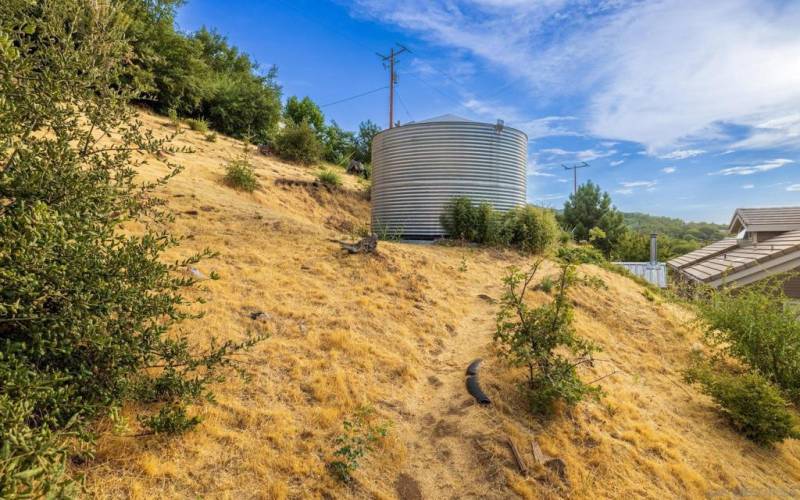 5,000 gallon water tank with extensive irrigation system.