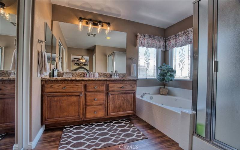 Soaking tub and separate shower