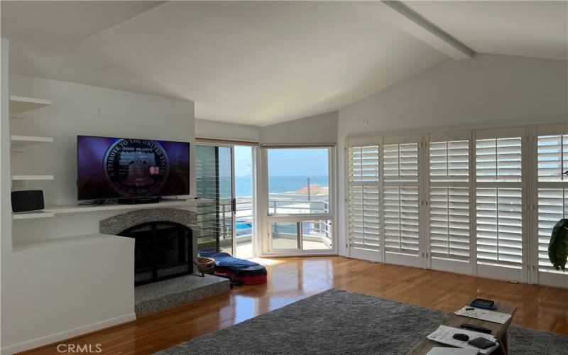 Fireplace and Floor to Ceiling Windows