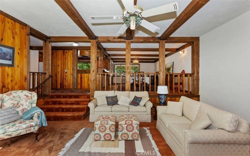 SUNKEN LIVING ROOM WITH PROXIMITY TO DINING ROOM FOR SOCIAL GATHERING