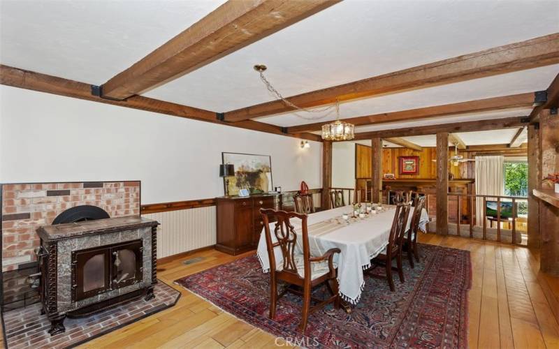 DINING ROOM WITH BEAUTIFUL HEARTHSTONE SOAPSTONE WOOD BURNING STOVE