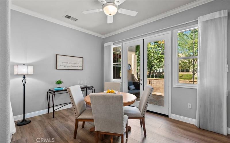 Dining Room with French doors to patio