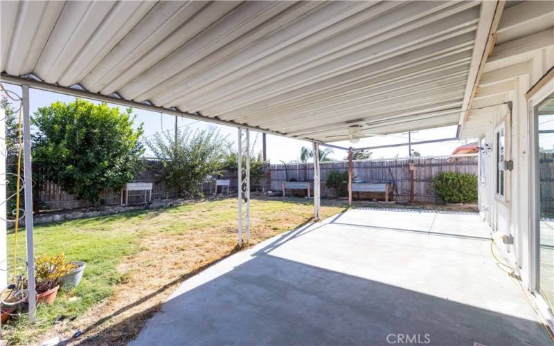 Big backyard with covered patio