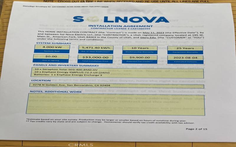 SolNova Installation Agreement