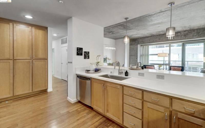 Handsomely upgraded counters and backsplash