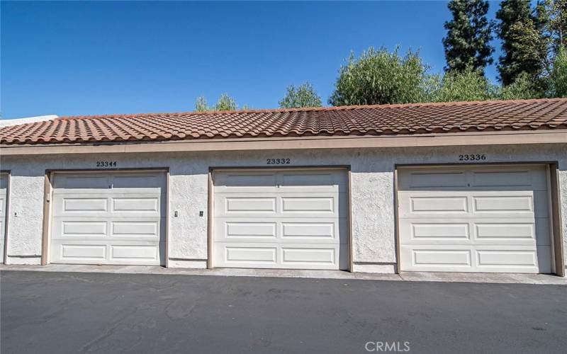 Garage with automatic door.