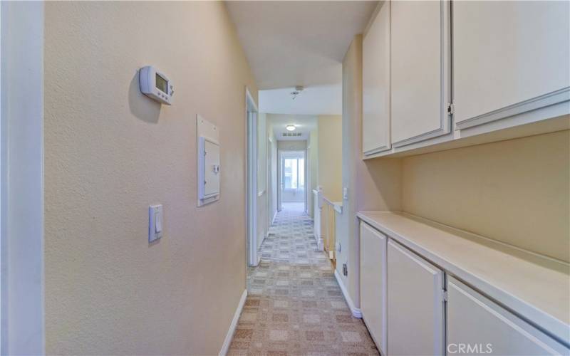 Hallway cabinets provide plenty of storage