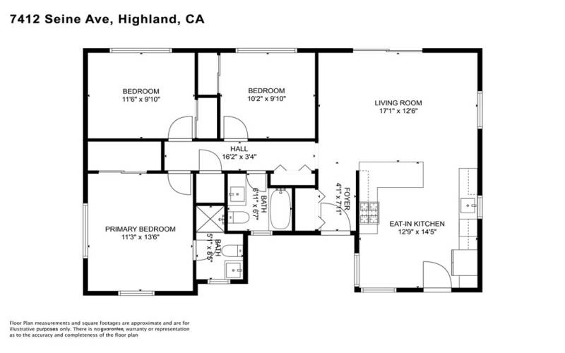 Floor plan measurements and square footage are approximate and are for illustrative purposes only. There is no guarantee, warranty or representation as to the accuracy and completeness of the floor plan.