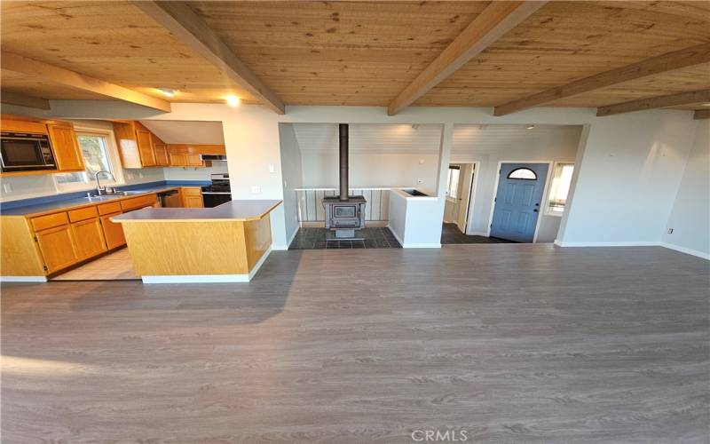 Kitchen & Fireplace from living area