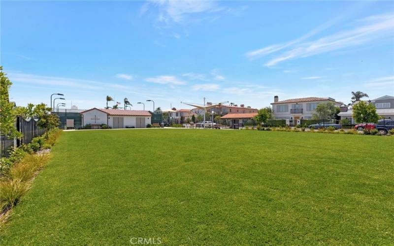 A grassy park for outdoor play and picnics