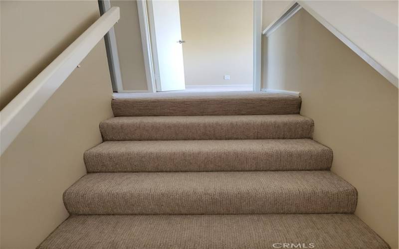 Stairs have new fresh designer carpet and great padding.