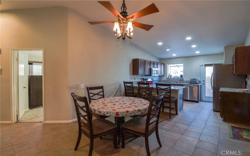 Dining area and kitchen.