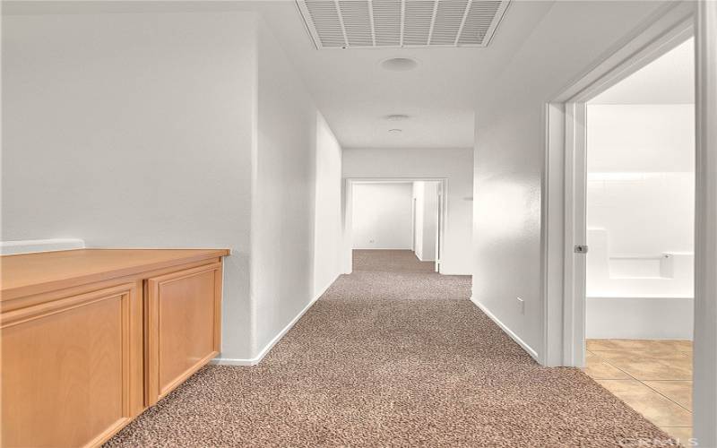 Hallway with Built in Cabinets