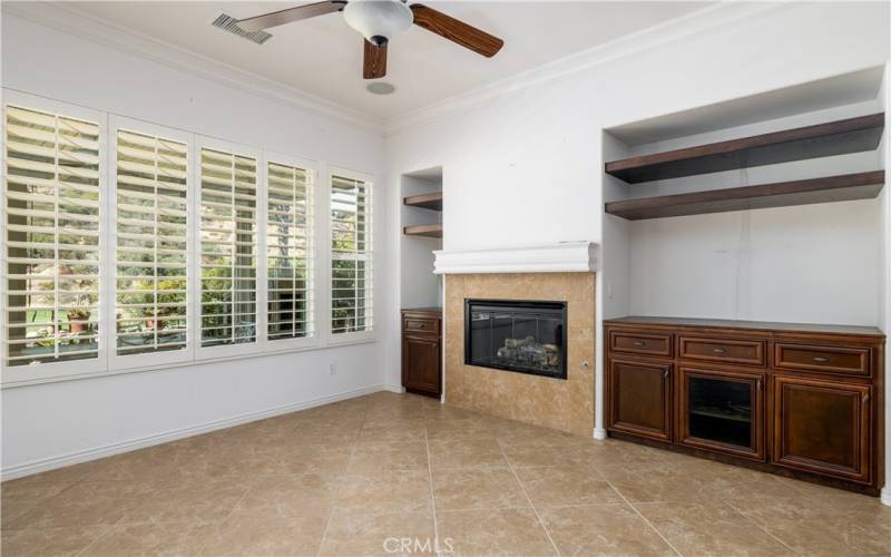 Fireplace and built -ins.