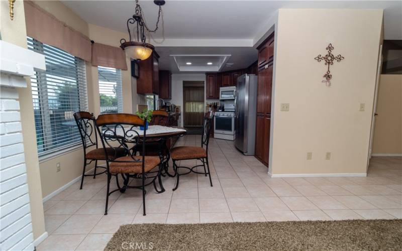 Eating area looking to kitchen