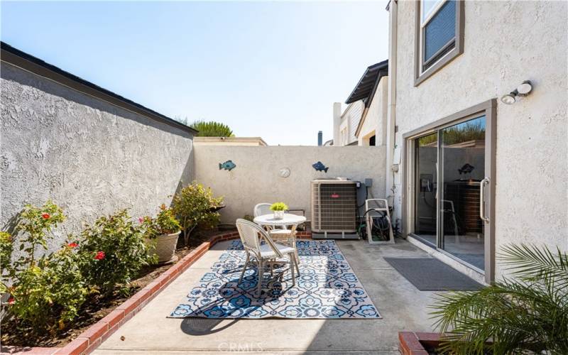 Private patio oasis and outdoor dining area