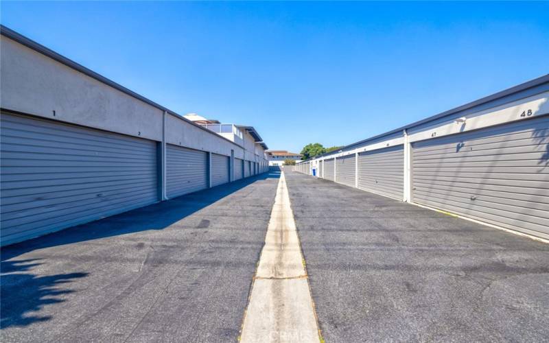 View of detached garages. Unit 46 has a single garage