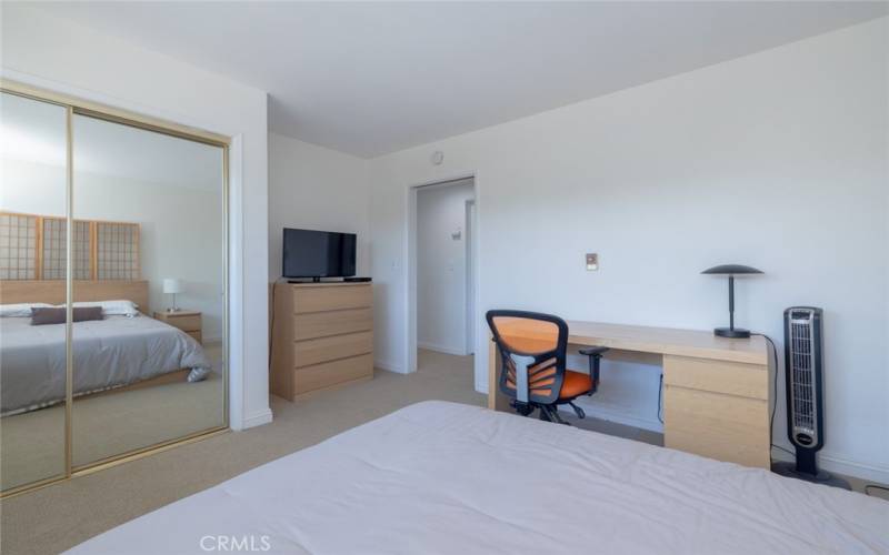 Bedroom #2 has mirrored closet doors, desk, lamp and desk chair; all included in lease