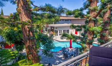 View of the pool and community laundry room...