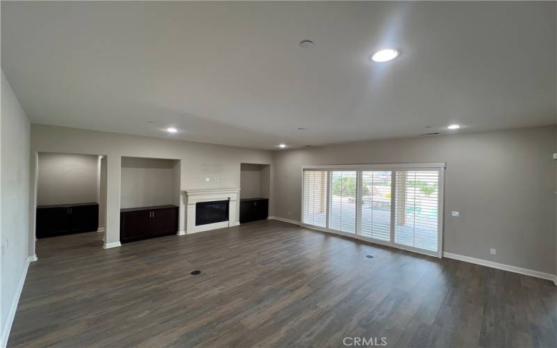 Great room with fireplace & built ins