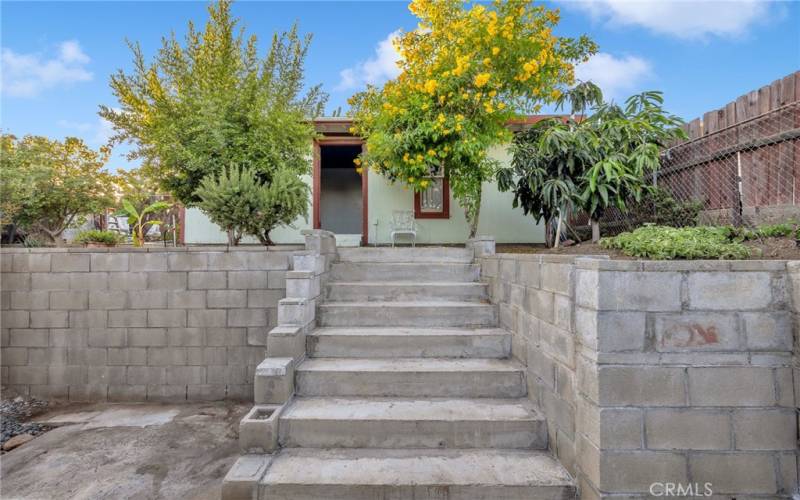 Steps that lead to detached bonus room.