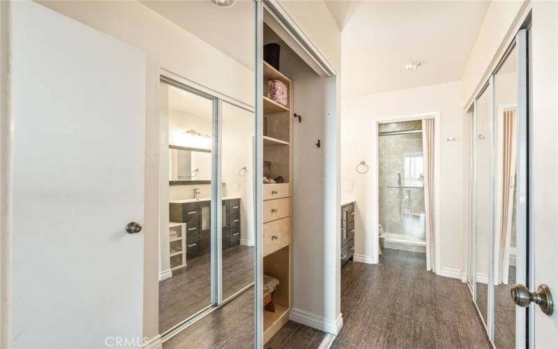 2 Custom Closets in Primary Bathroom