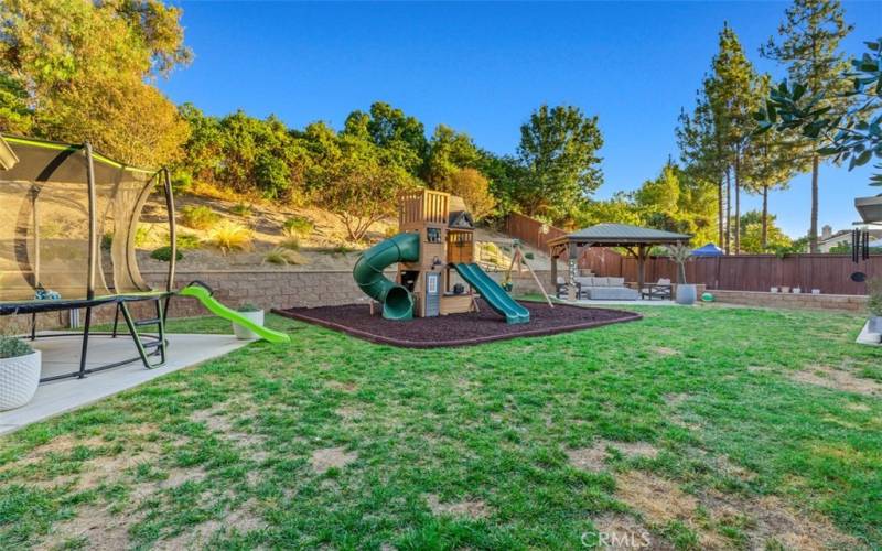 Playground With Mulch And Rubber Curbing