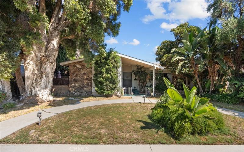 Situated on a quiet cul de sac street this charming mid century contemporary pool home features vaulted ceiling and a private backyard with a sparkling pool.