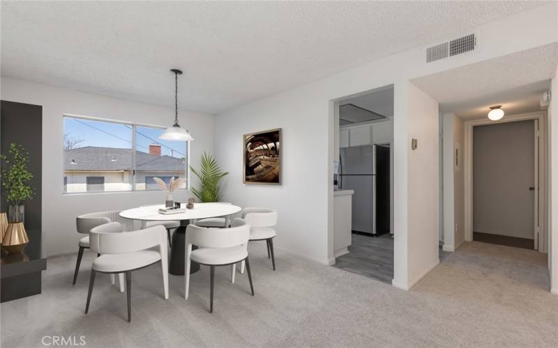 Virtually staged dining area