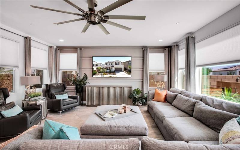 Expansive living room area.