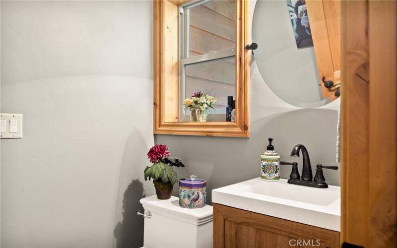 Powder room off foyer