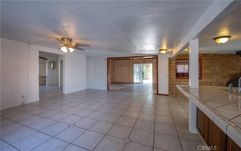 Entering the ADU through the dining room you are greeted with tile flooring that is throughout the home.